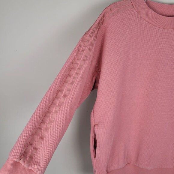 Adidas Originals Size M Thermal Sweatshirt With Pockets In Raw Peach Pink - Picture 8 of 12